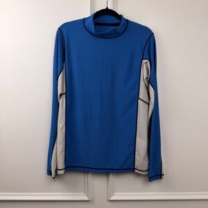 ActivSkinz Mens Long Sleeve Rash Guard Blue UV Protection Swim Shirt Size M